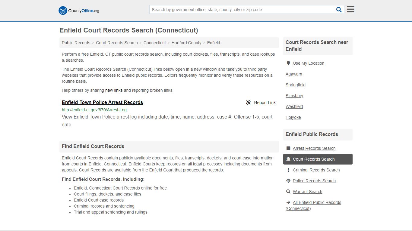 Enfield Court Records Search (Connecticut) - County Office