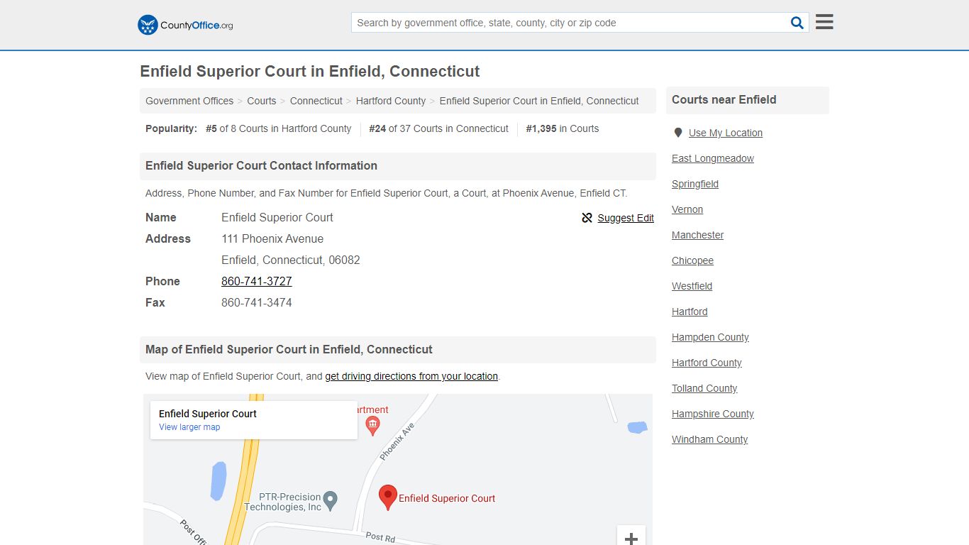 Enfield Superior Court - Enfield, CT (Address, Phone, and Fax)